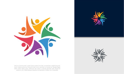 Fototapeta na wymiar Global Community Logo Icon Elements Template. Community human Logo template vector. Community health care. Abstract Community logo 