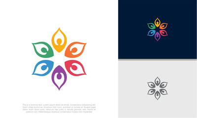 Obraz premium Global Community Logo Icon Elements Template. Community human Logo template vector. Community health care. Abstract Community logo 