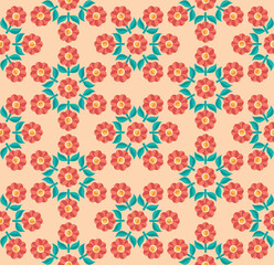 Background flowers and leaves concept design. Abstract artistic floral seamless pattern. Decorative ornament. Vector illustration. 