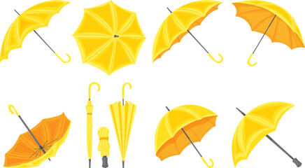 set of umbrellas in flat style, isolated, vector