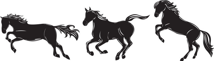 silhouette running horse isolated, vector