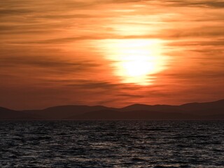Fototapeta premium beautiful romantic sunset at the sea in adriatic