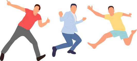 Fototapeta premium men jumping in flat style, isolated, vector