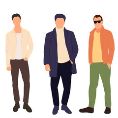 men in flat style, isolated, vector