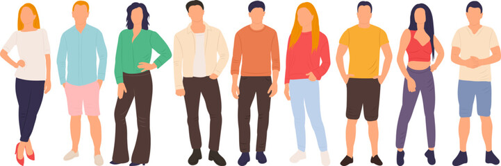 men, women in flat style, isolated