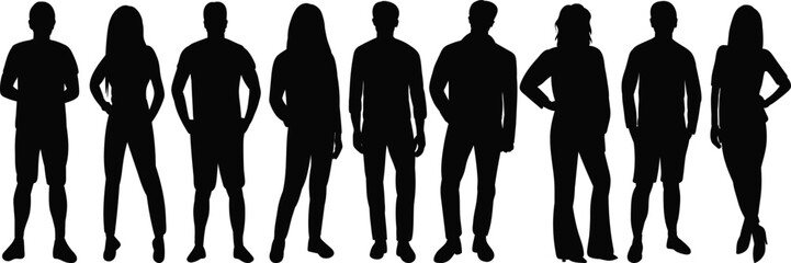 silhouette of man and woman isolated, vector
