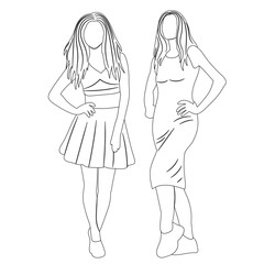 women sketch on white background isolated, vector