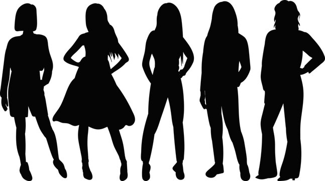 woman girl silhouette isolated, vector