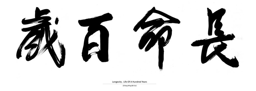 Chinese Handwriting Calligraphy - Longevity . Life Of A Hundred Years