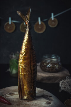 Fish with lemon at the background 