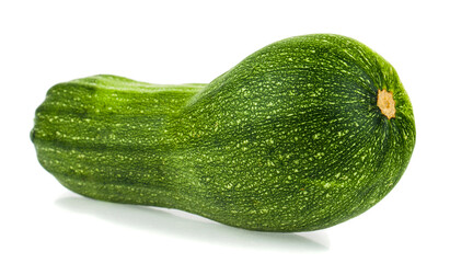 Green zucchini isolated on white background.