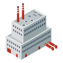 Hydro power isometric. Hydroelectric power plant. Alternative energy concept, factory electric. Water power station. Vector illustration