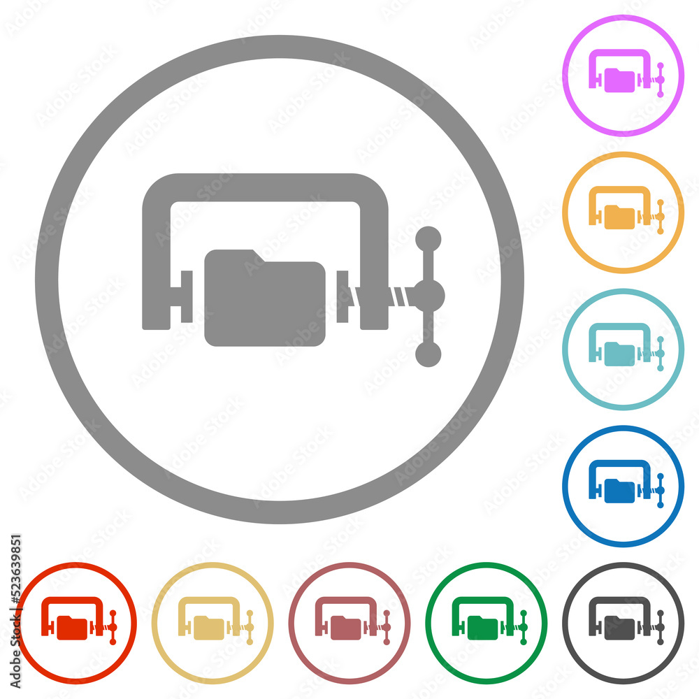 Poster folder compression solid flat icons with outlines