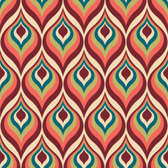 Aesthetic mid century printable seamless pattern with retro design. Decorative 50`s, 60's, 70's style Vintage modern background in minimalist mid century style for fabric, wallpaper or wrapping