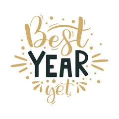Best Year. Merry Christmas and Happy New Year lettering. Winter holiday greeting card, xmas quotes and phrases illustration set. Typography collection for banners, postcard, greeting cards, gifts