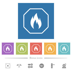 Octagon shaped natural gas sanction sign outline flat white icons in square backgrounds