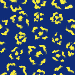 Floral vector colorful background. Bright contrasting floral pattern with paint strokes. Seamless pattern in trendy colors. Pattern for textiles, dresses, printed products.Abstract colorful print.