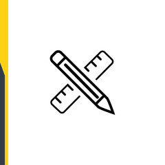 ruler and pencil vector line icons. Back to school