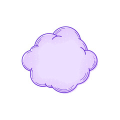 Text box template in comic style. Empty halftone text bubble. Pop art cloud for banner. Comic box balloon. Message or speech bubble. Vector