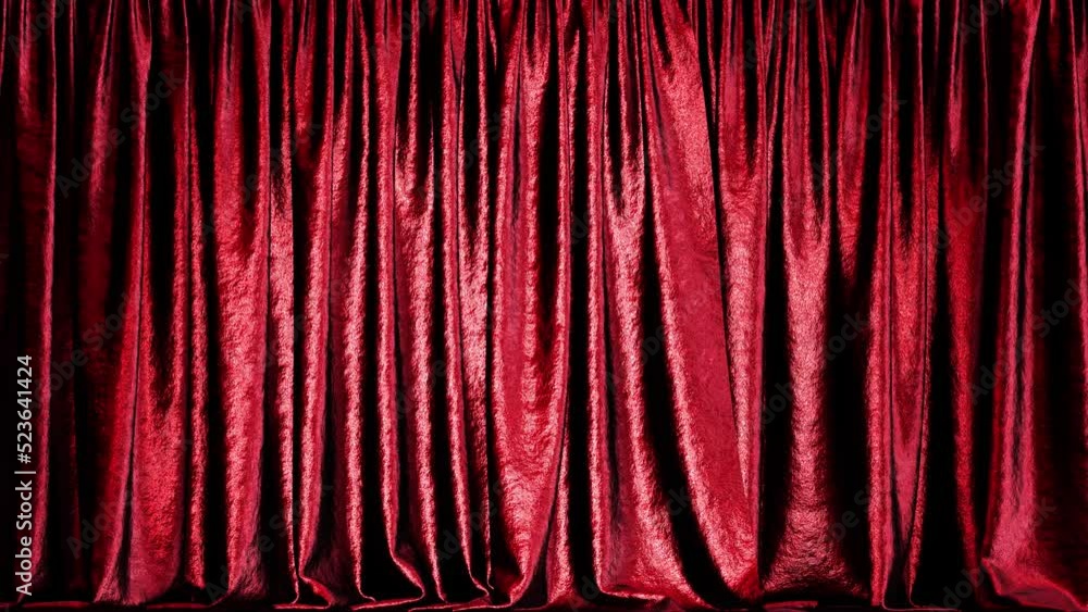 Poster realistic 3d animation of the colorful falling confetti behind red glossy metallic textured show sta