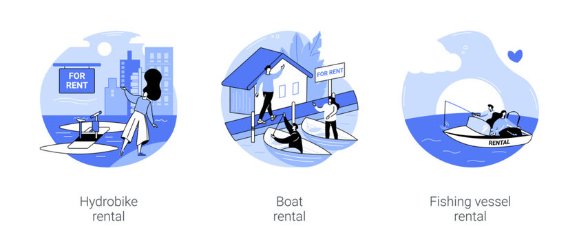 Boat rental isolated cartoon vector illustrations se
