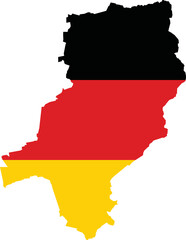 Simple flat blank vector flag map of the German regional capital city of DARMSTADT within the flag of GERMANY