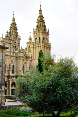 Fototapeta na wymiar Santiago de Compostela cathedral looking from plaza da inmaculada , Galicia, Spain