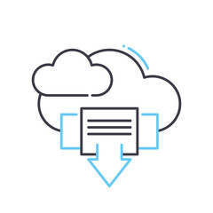cloud download process line icon, outline symbol, vector illustration, concept sign