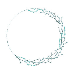 A wreath of branches, an elegant vector frame for text, a floral ornament, an element for the design of postcards, invitations and greetings.