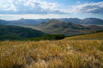 Monti Sibillini national park in the summer from Forca di Presta pathway, Italy