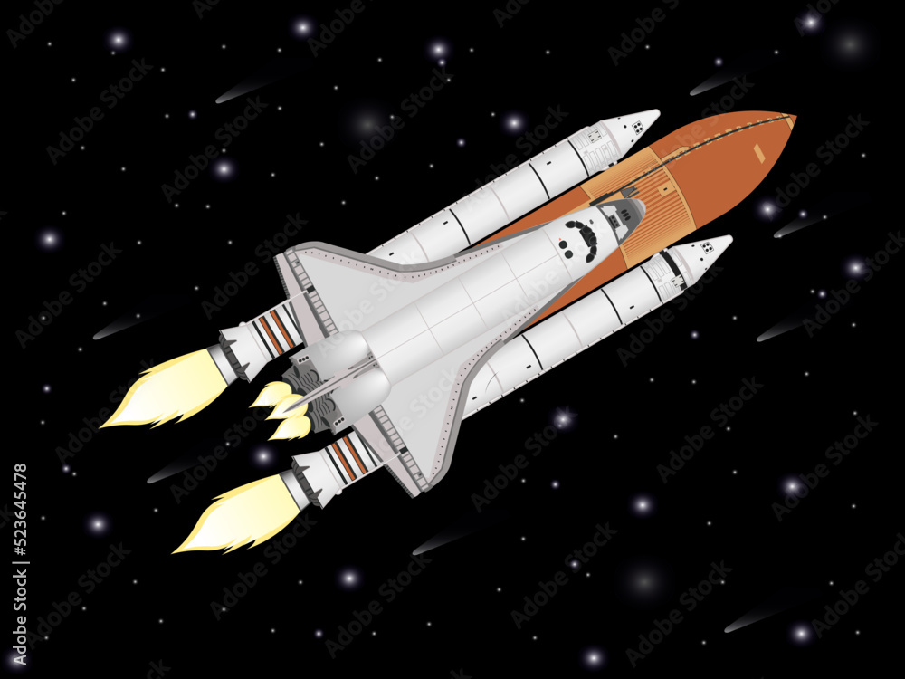 Canvas Prints space shuttle flight in outer space. vector illustration.