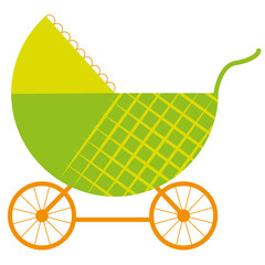 wózek dla dzieci dziecięcy bebe bobas lalka koła zielony clipart - obrazy, fototapety, plakaty