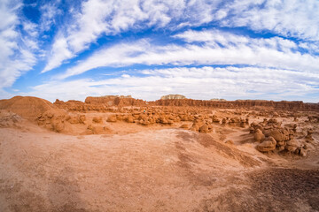 Natural beauty of sandstone formations in Goblin Valley State Park in Utah