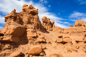 Fototapeta premium Natural beauty of sandstone formations in Goblin Valley State Park in Utah