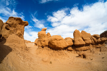 Natural beauty of sandstone formations in Goblin Valley State Park in Utah