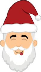 Vector illustration of the face of a cartoon santa claus with a yummy expression that delicious