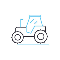 farm tractor line icon, outline symbol, vector illustration, concept sign