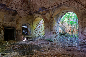 the interior of an abandoned Orthodox church