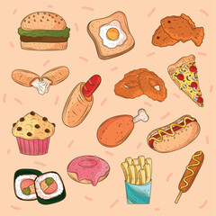 set of fast food icons