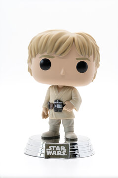 Luke Skywalker funko pop character. Studio image