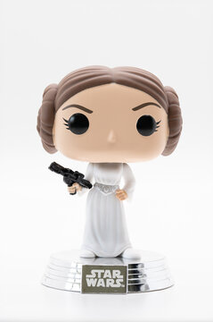 Princess Leia funko pop character. Studio image