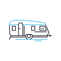 caravan camping line icon, outline symbol, vector illustration, concept sign