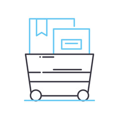 cart line icon, outline symbol, vector illustration, concept sign