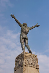 statue of a naked man with open arms, Po&ccedil;os de Caldas, State of Minas Gerais - MG, Braz