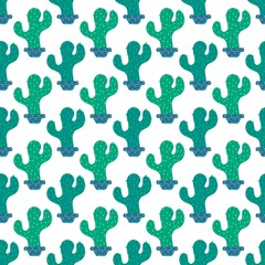 Summer floral seamless cartoon cactus and pot pattern for kids clothes print and wrapping paper and notebooks