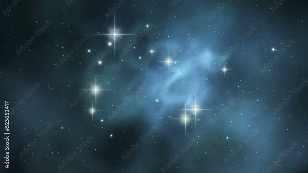 Wall mural loopable flight around the nebula