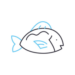 fish line icon, outline symbol, vector illustration, concept sign