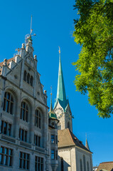 Fototapeta premium View of Fraumunster church in Zurich, Switzerland