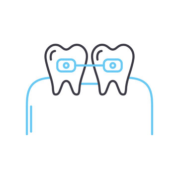 dental braces line icon, outline symbol, vector illustration, concept sign