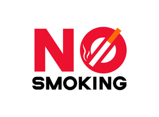 Warning no smoking text and cigarette with smoke sign vector illustration